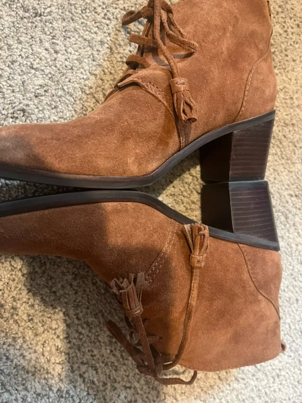 NURTURE BROWN BLOCK HEEL BOOTIES SUEDE LEATHER SZ 7.5M